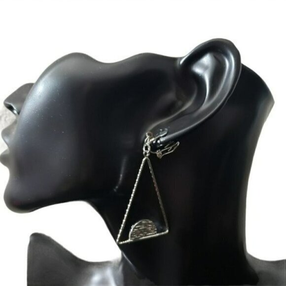 Fashion Jewelry  Silver Drop Triangle Earrings - Picture 1 of 6